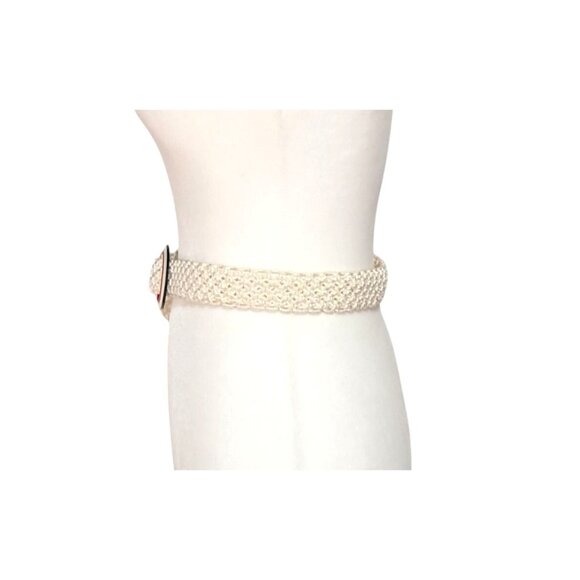 Vintage Macrame Belt Celluloid Buckle Red White Blue Accessories - Picture 6 of 9